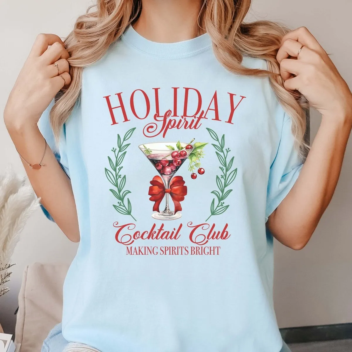 Holiday Spirit Cocktail Club Wholesale Comfort Color Graphic Tee - Fast Shipping