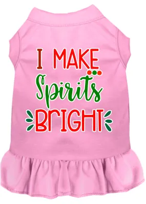 I Make Spirits Bright Screen Print Dog Dress Light Pink 4x