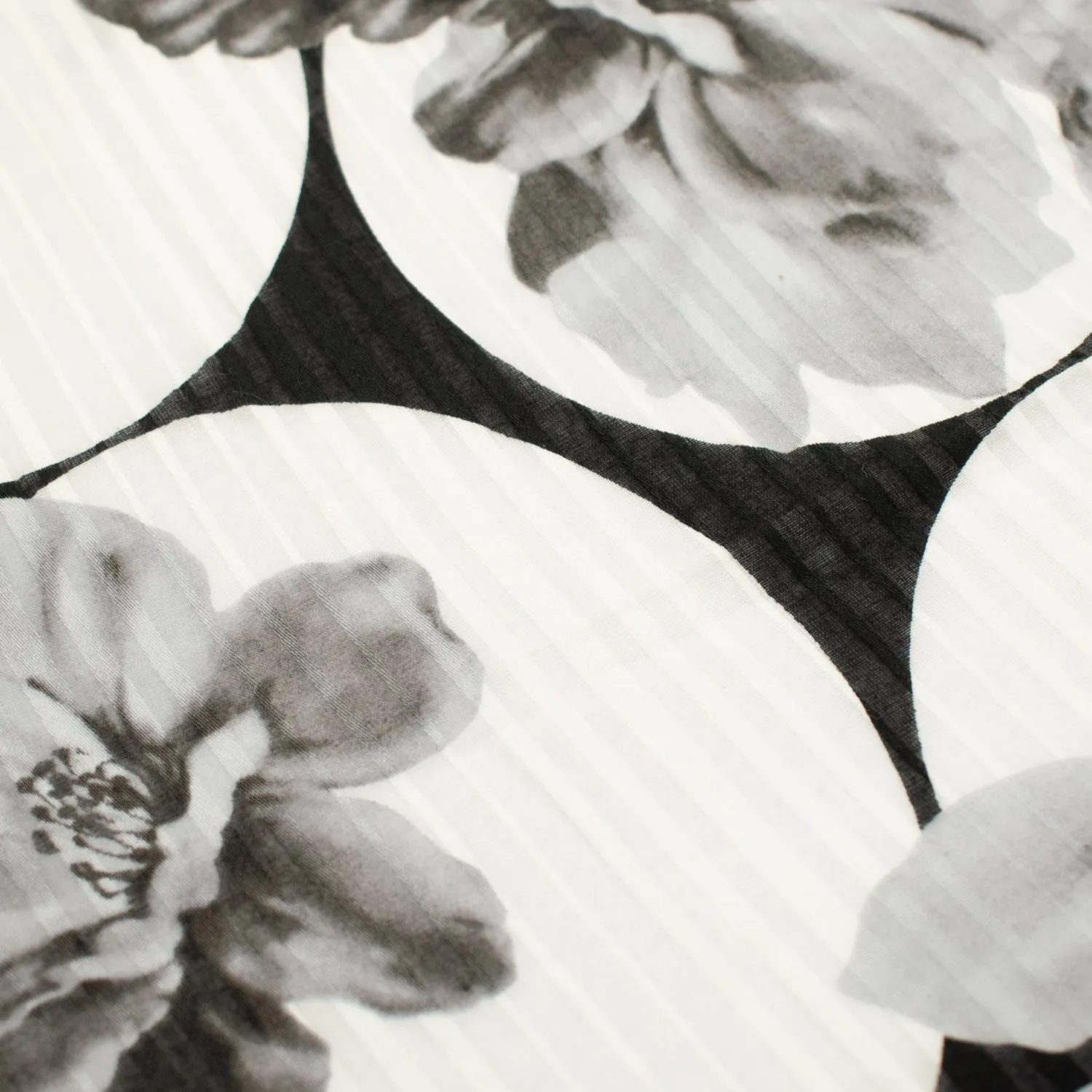 Japanese Cotton Prints Black & White Florals Design-8