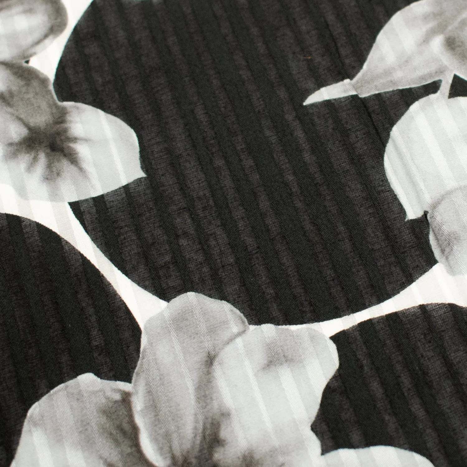 Japanese Cotton Prints Black & White Florals Design-9