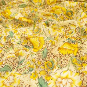 Japanese Pure Cotton Lawn Prints Design-158 Yellow & Green Large Floral Vines