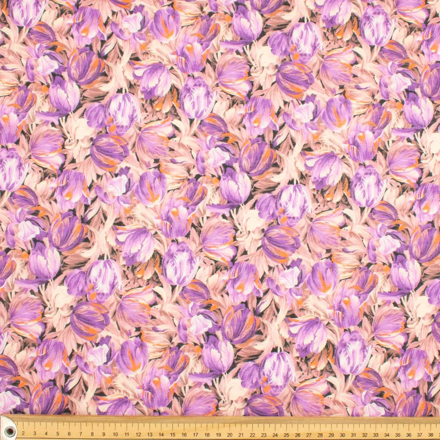 Japanese Pure Cotton Lawn Prints Design-165 Purple & Peach Tulip