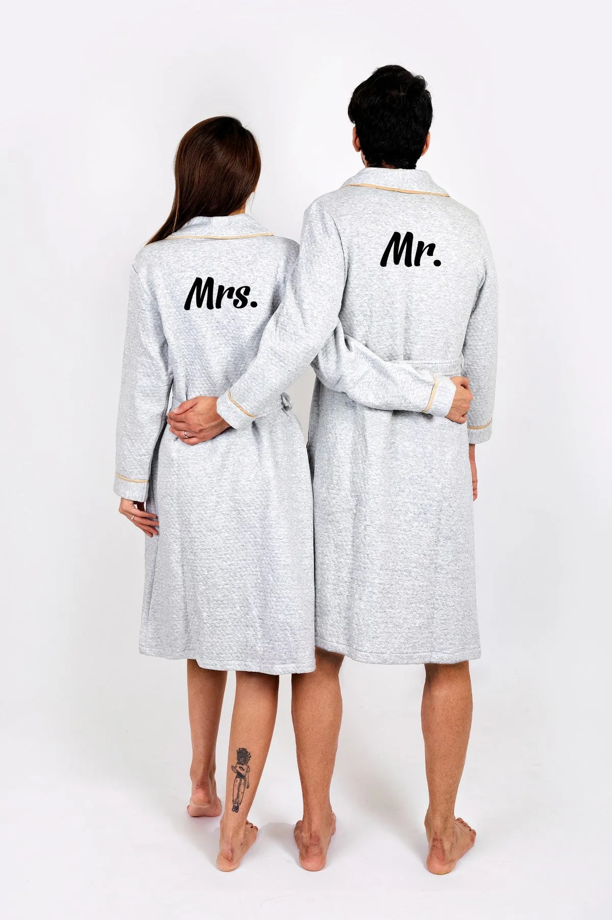 King and Queen Waffled Bathrobes with Collar