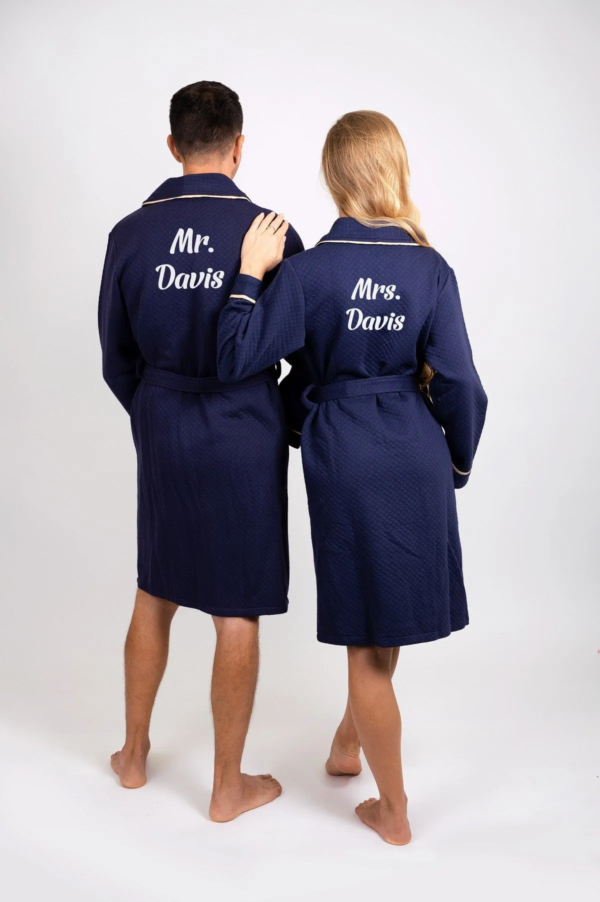 King and Queen Waffled Bathrobes with Collar