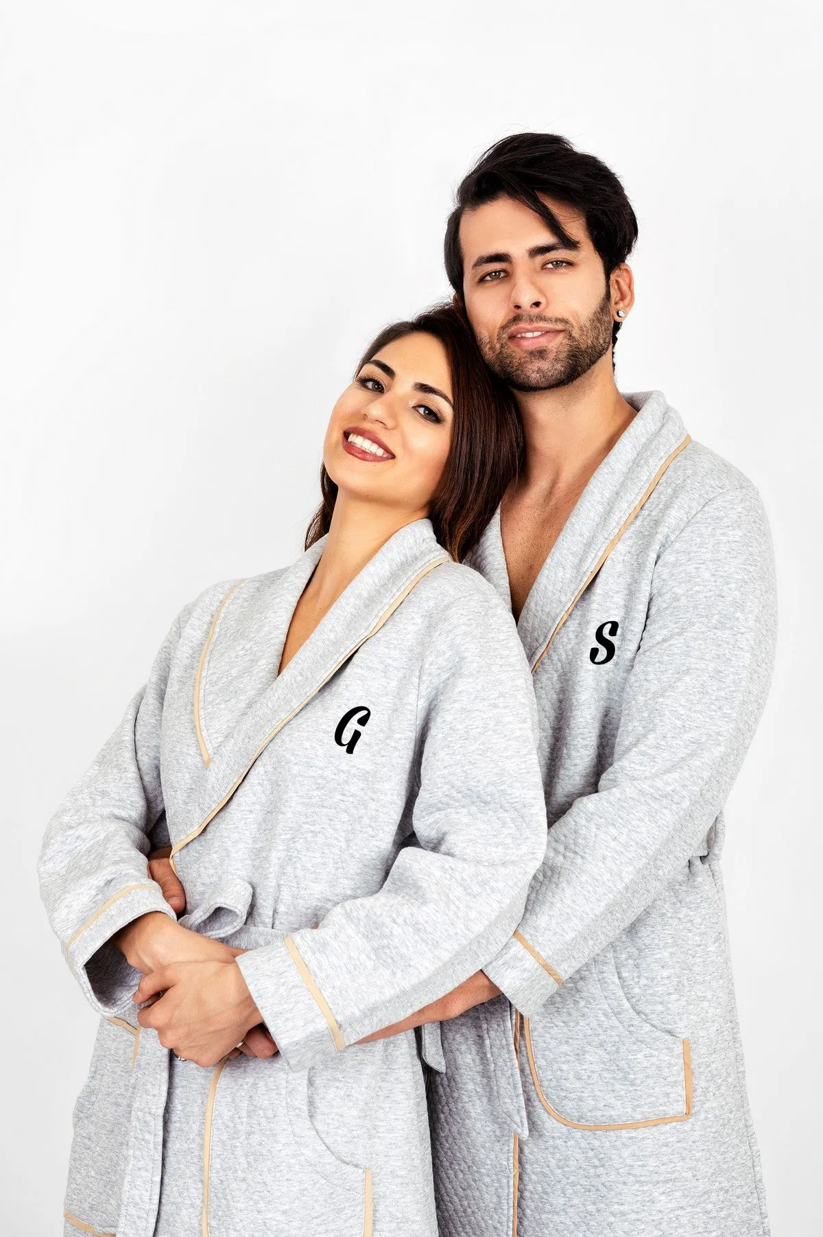 King and Queen Waffled Bathrobes with Collar