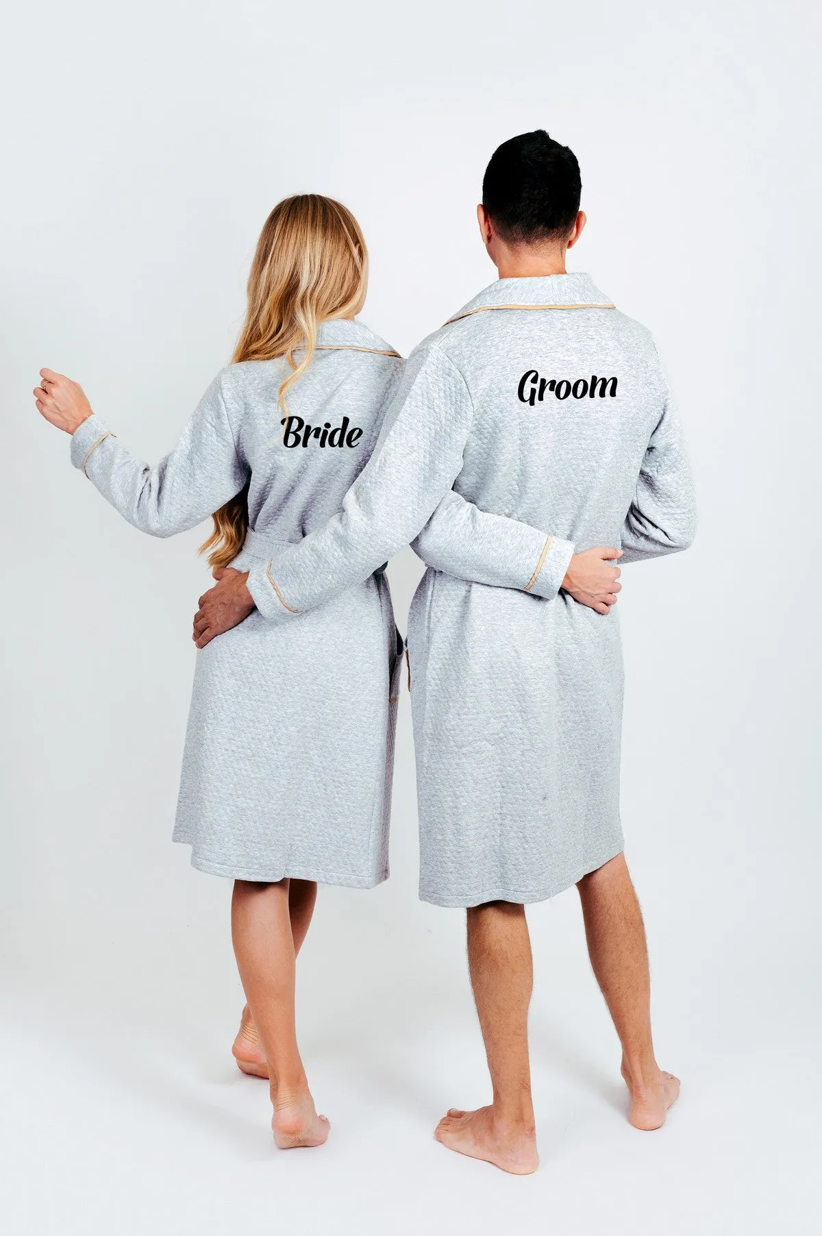 King and Queen Waffled Bathrobes with Collar