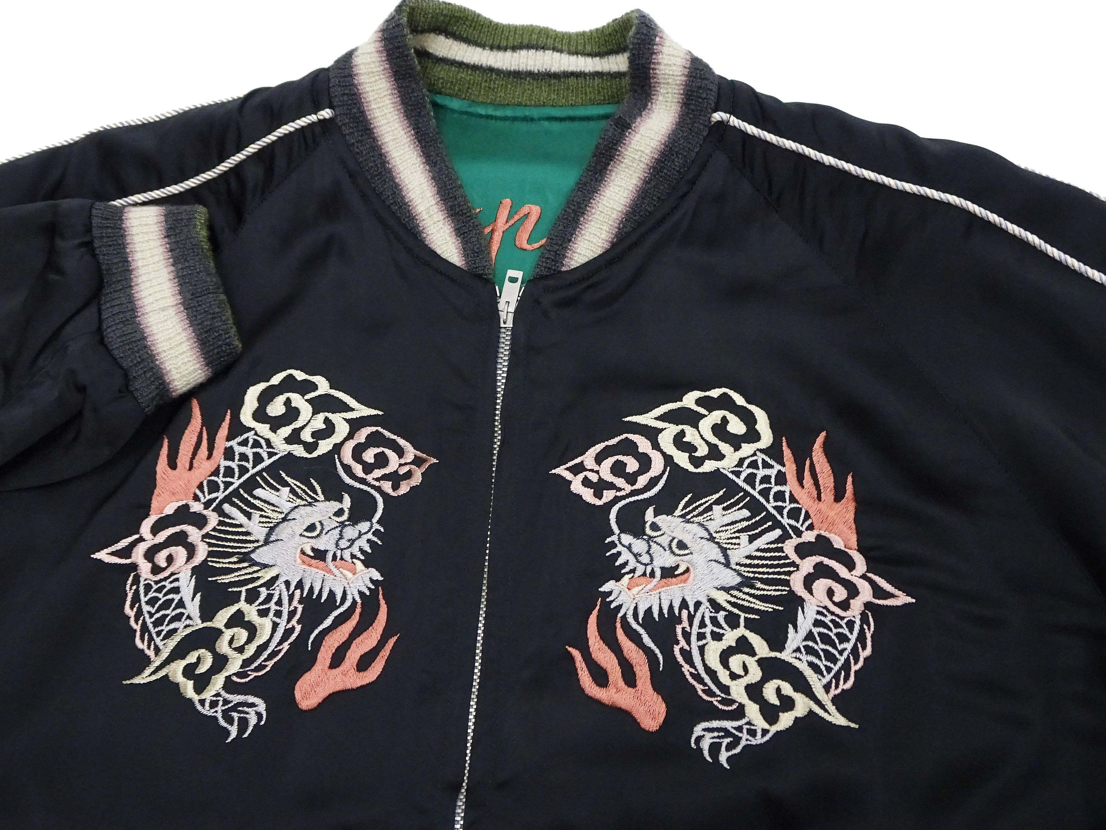 KOSHO & CO. Jacket Tailor Toyo Sukajan Men's Japanese Souvenir Jacket Silver Dragon x Tangled Dragons Embroidery TT15619 TT15619-119