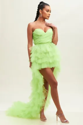 Lime Tulle Layers Mesh Dress