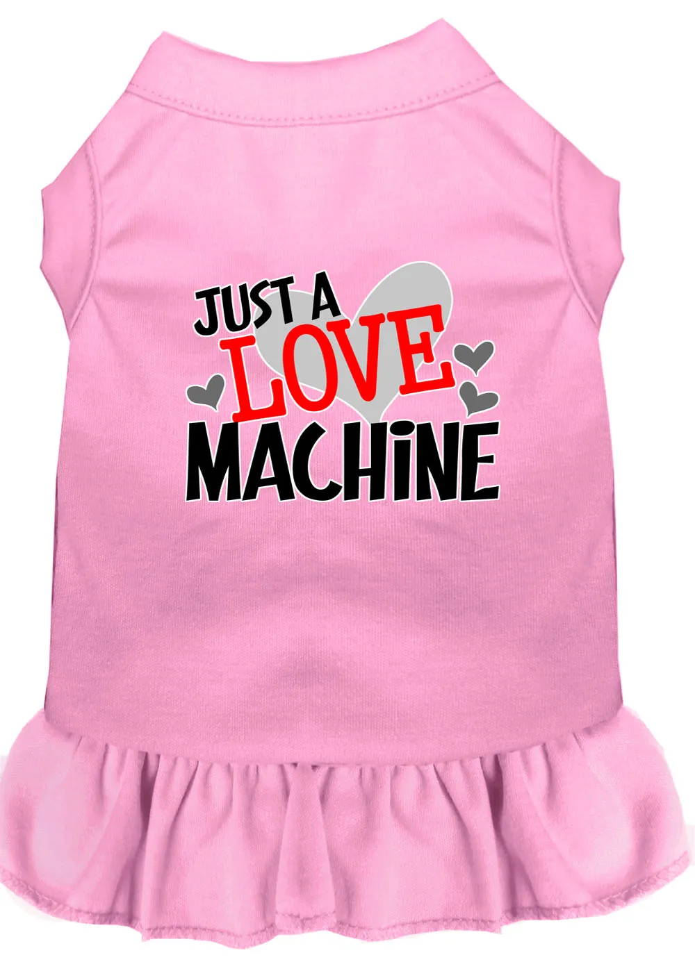 Love Machine Screen Print Dog Dress Light Pink Xl