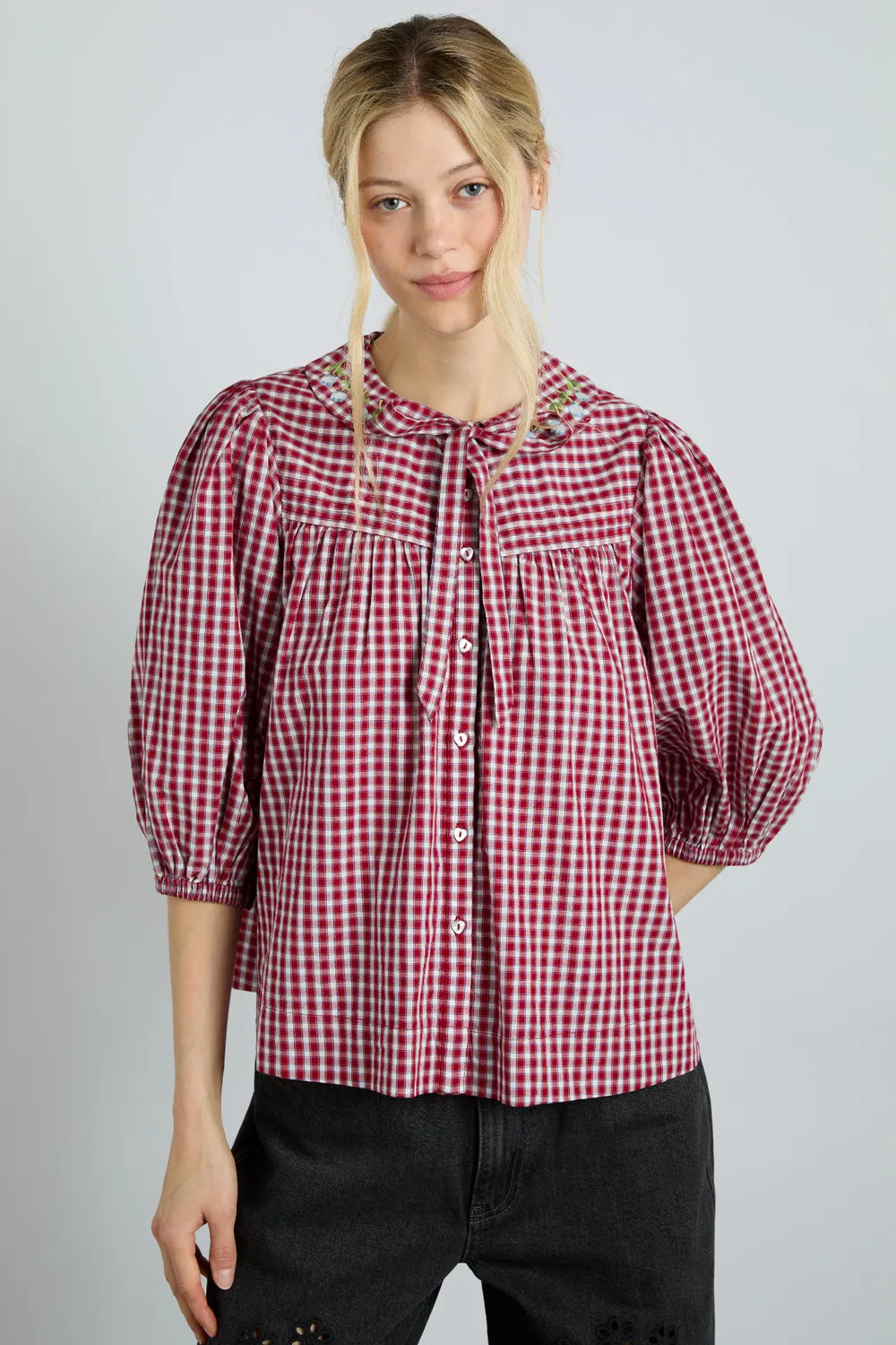 Mila Blouse Cherry Gingham