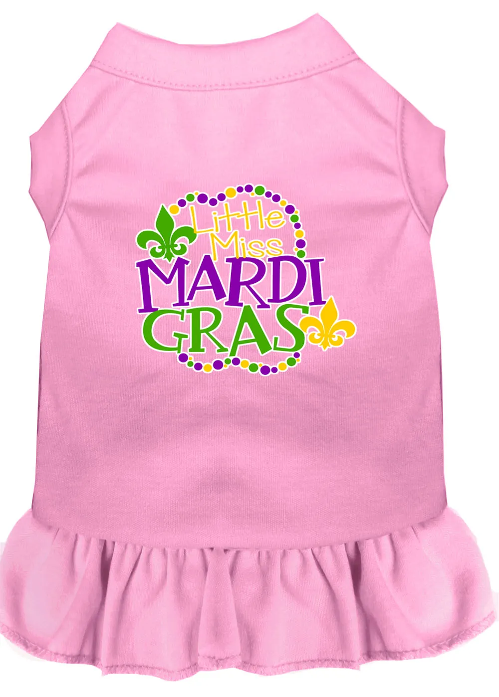 Miss Mardi Gras Screen Print Mardi Gras Dog Dress Light Pink Xxxl