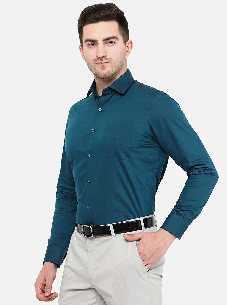 Pastel Blue Printed Slim Fit Formal Shirt | Greenfibre