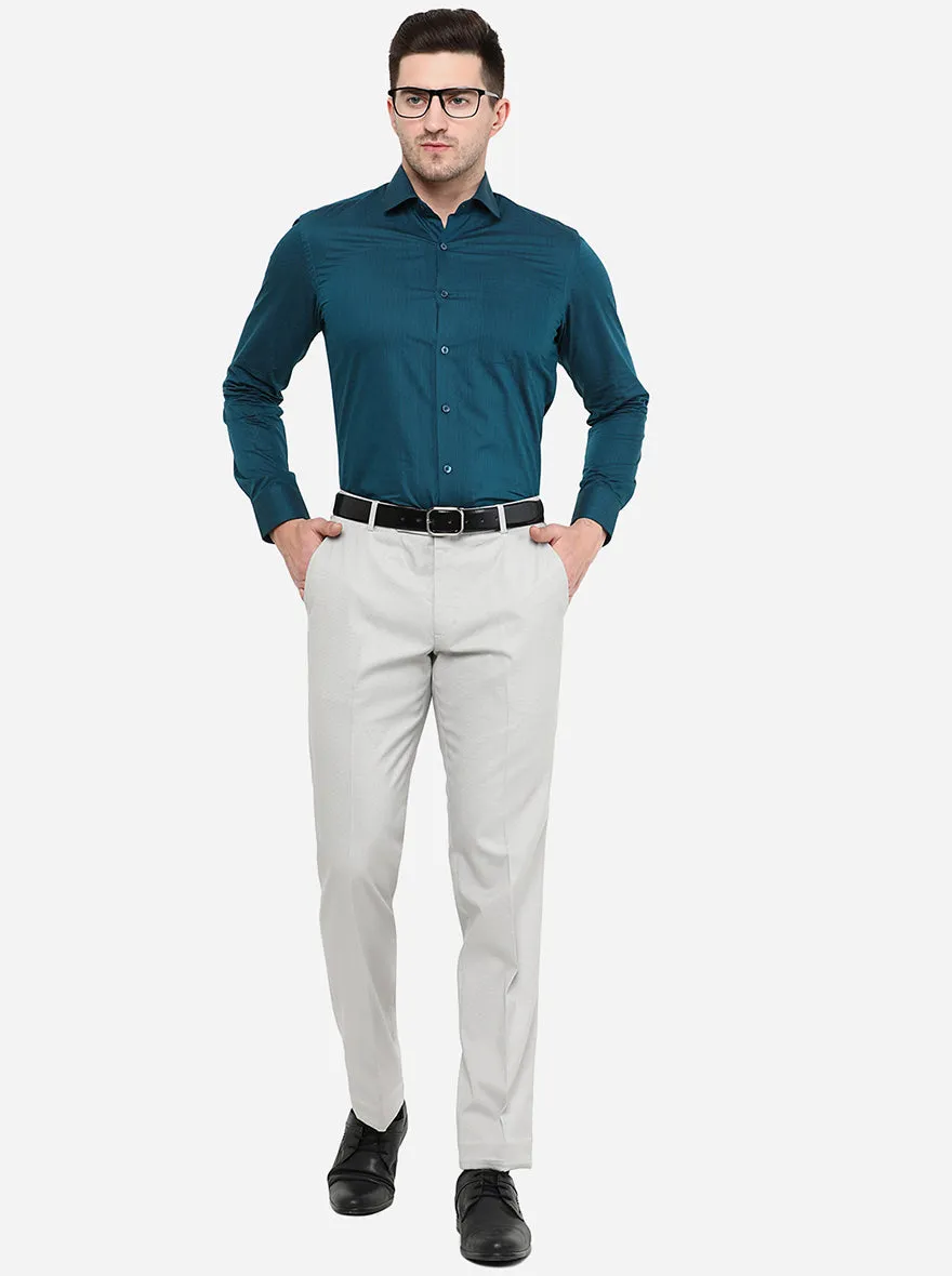 Pastel Blue Printed Slim Fit Formal Shirt | Greenfibre