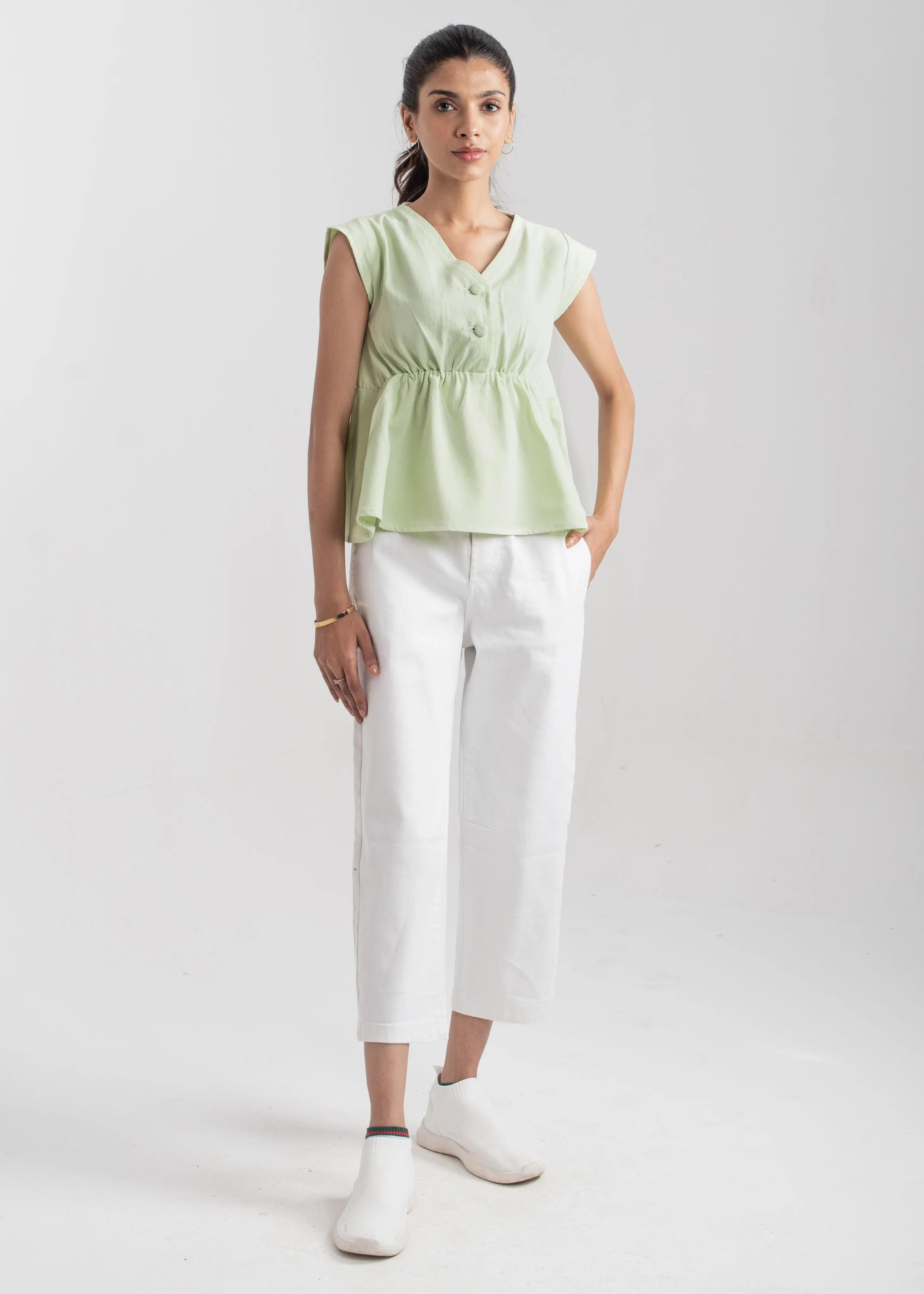 Peplum Top - Pastel Green