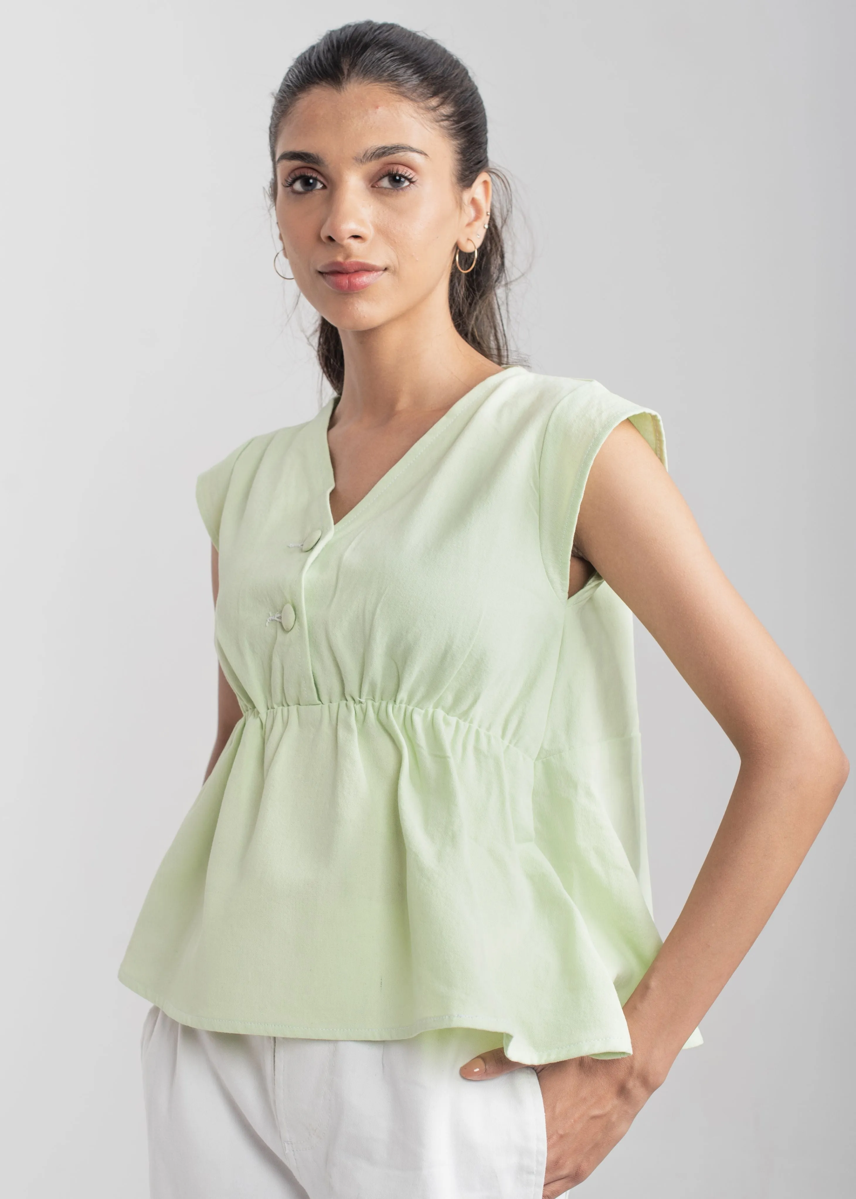 Peplum Top - Pastel Green