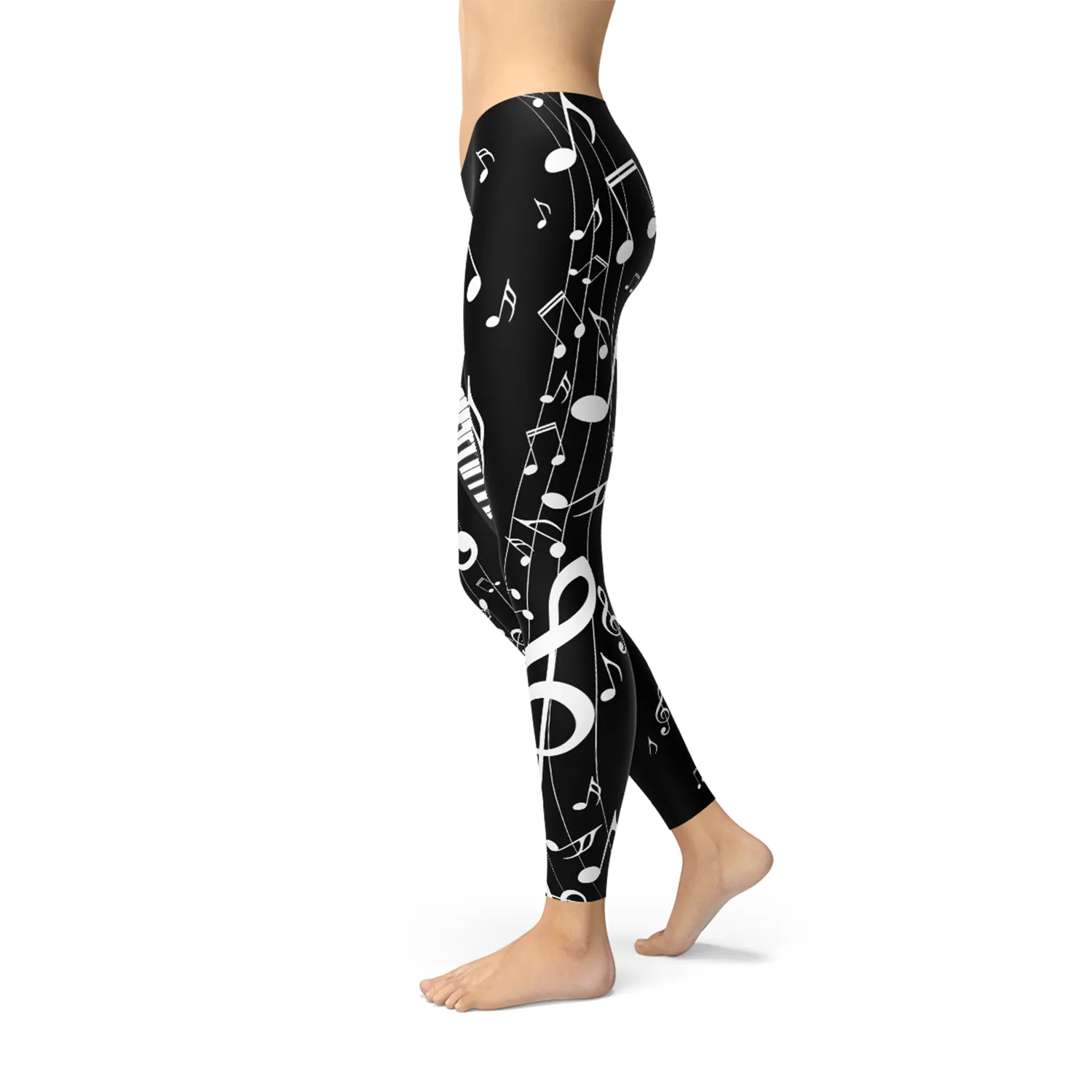 Piano Notes Black Leggings