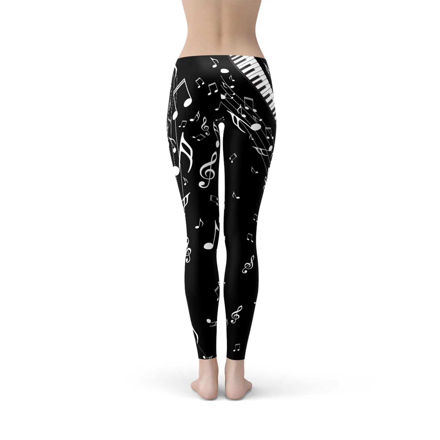 Piano Notes Black Leggings