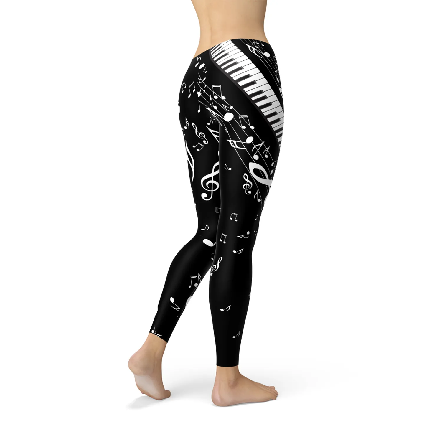 Piano Notes Black Leggings