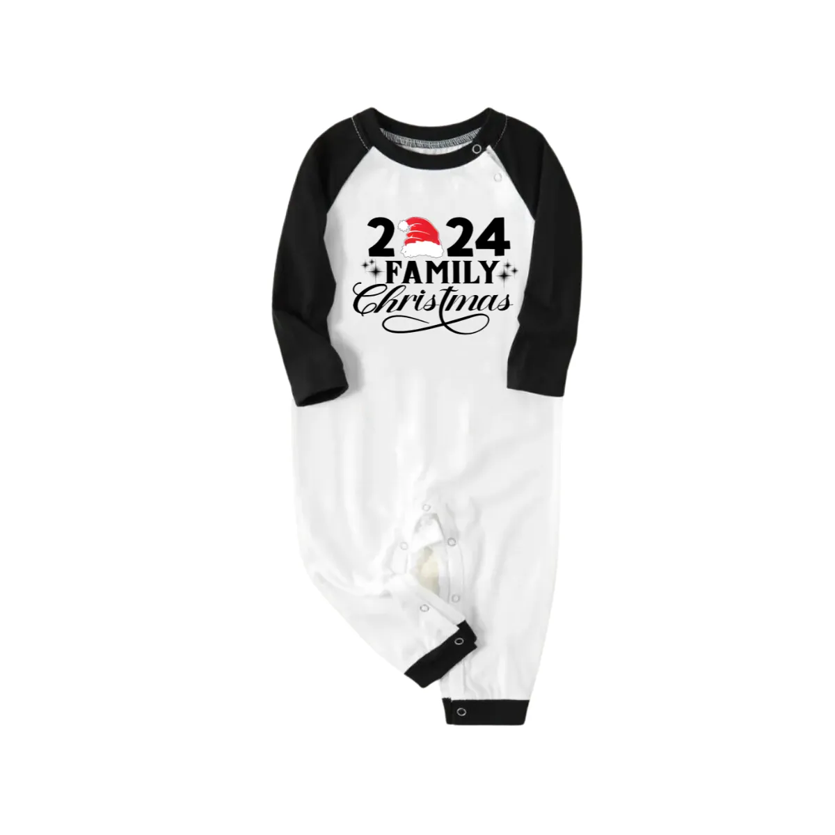 "2024 Family Christmas" Text Printed Green and Black Plaid Christmas Family Pajamas