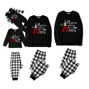 "Christmas With My Tribe" Pattern Ⅱ - Black and White Plaid Family Matching Pajamas