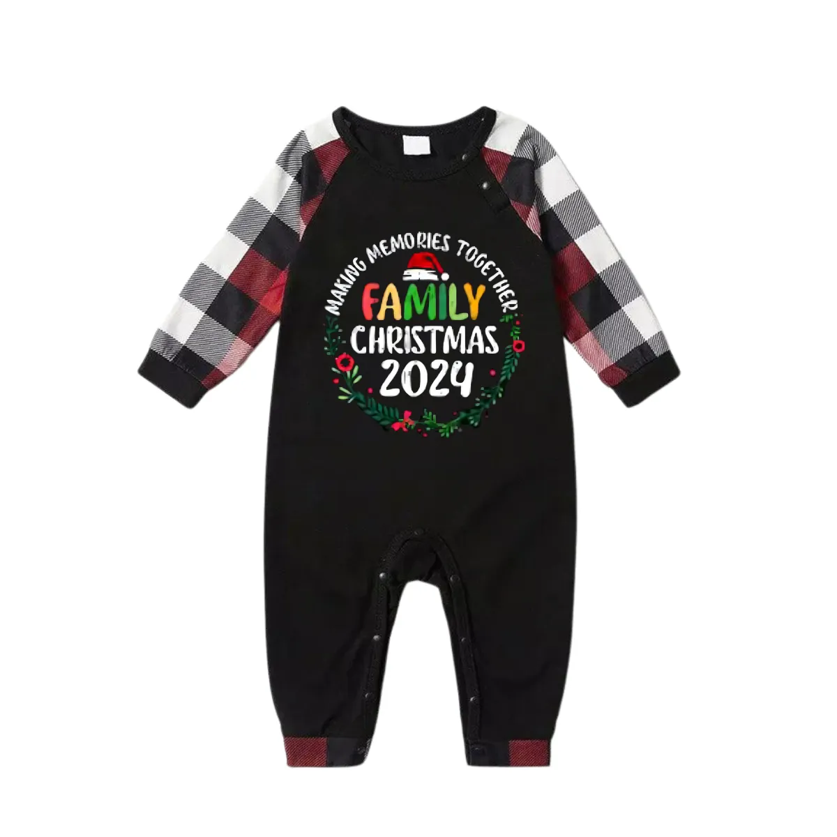 "Family Christmas 2024 Making Memories Together" Pattern Ⅱ- Red&Black&White Plaid  Matching Pajamas