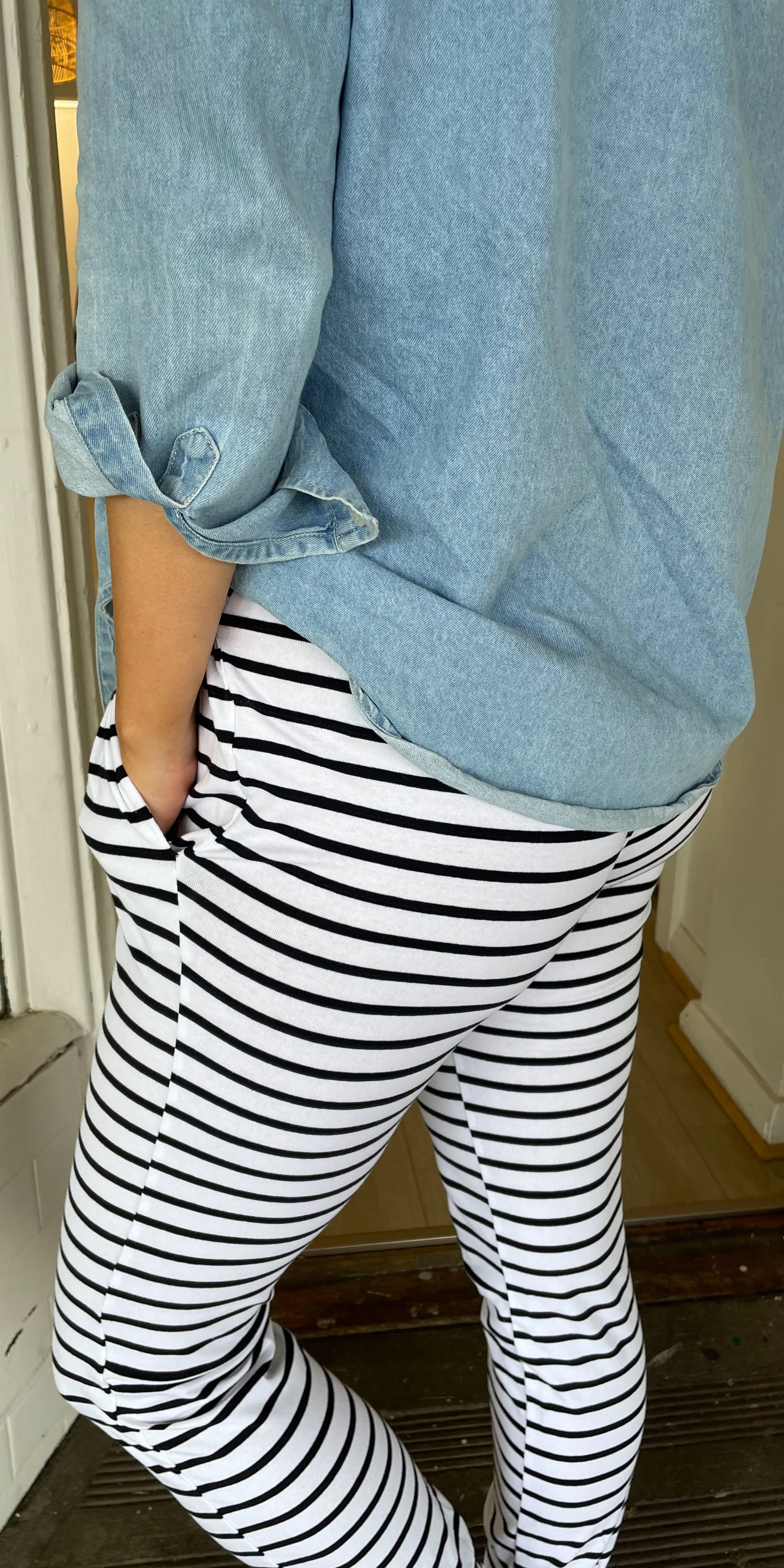 Riley pants - white w stripe