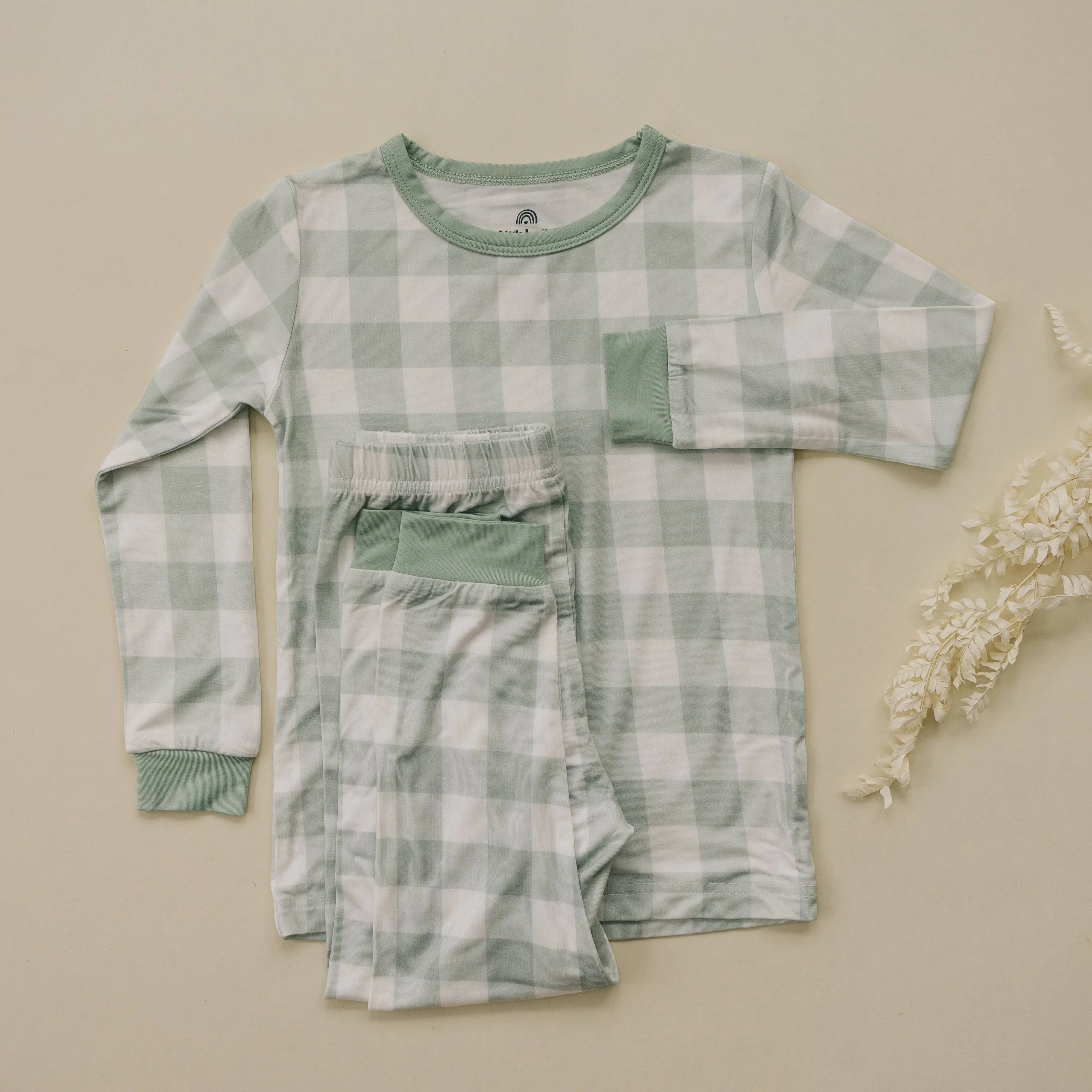 Sage Gingham 2pc Bamboo Pajamas