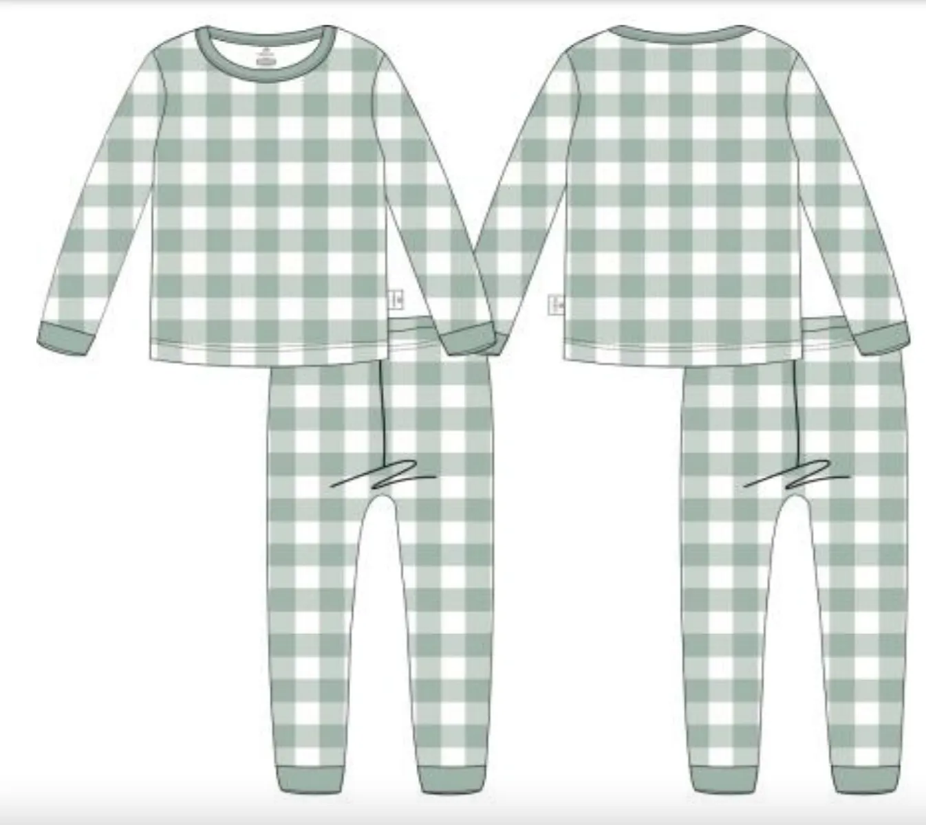 Sage Gingham 2pc Bamboo Pajamas