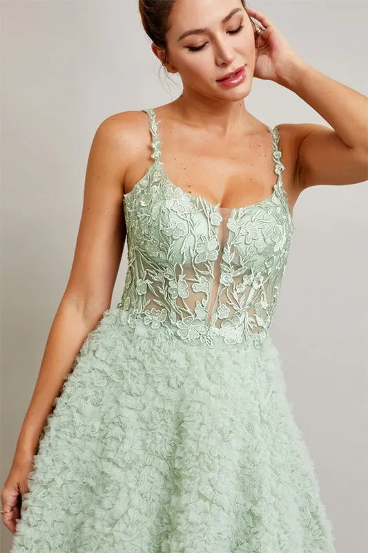 Sage Sleeveless Sweetheart A Line Dress