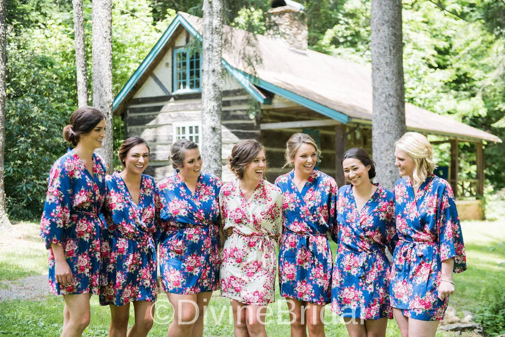 Sale! Bridesmaid Robe Set of 10, Floral Bridesmaid Robes, Bridesmaid Gift, Bride Robe, Burgundy Robe, Floral robes, Bridesmaid Robe