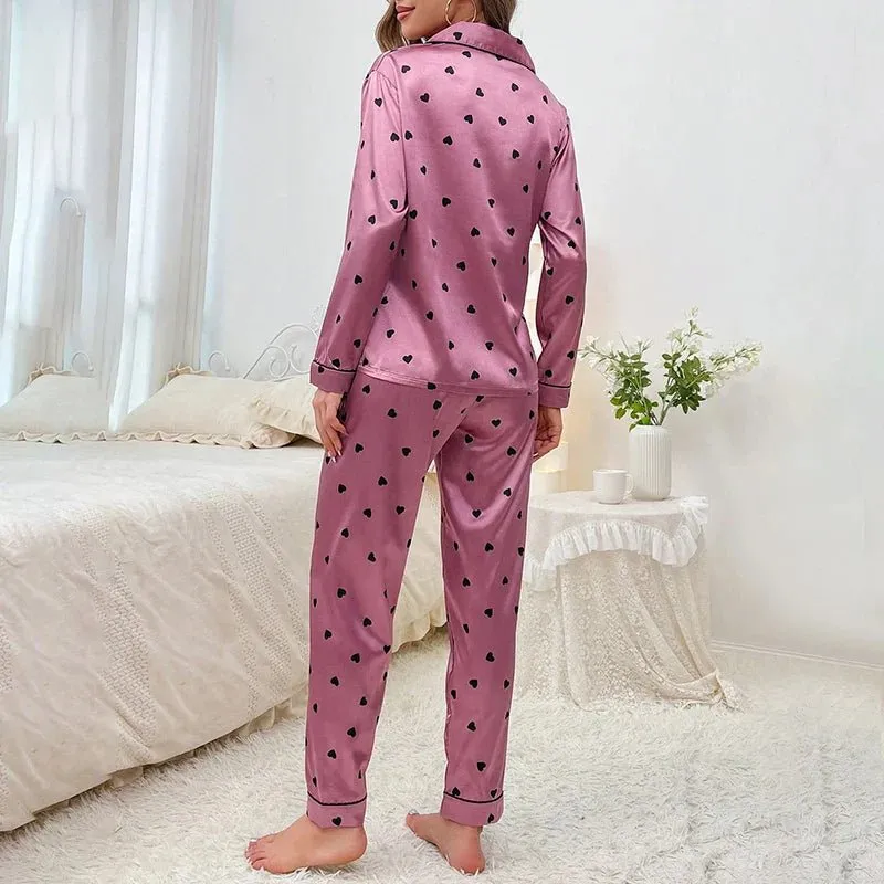 Satin Flamingo Print Pajamas