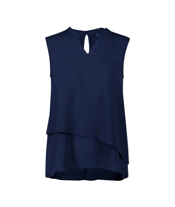 Seville Womens Sleeveless Layered Blouse