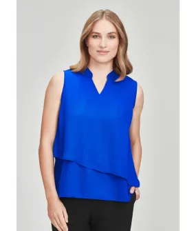 Seville Womens Sleeveless Layered Blouse