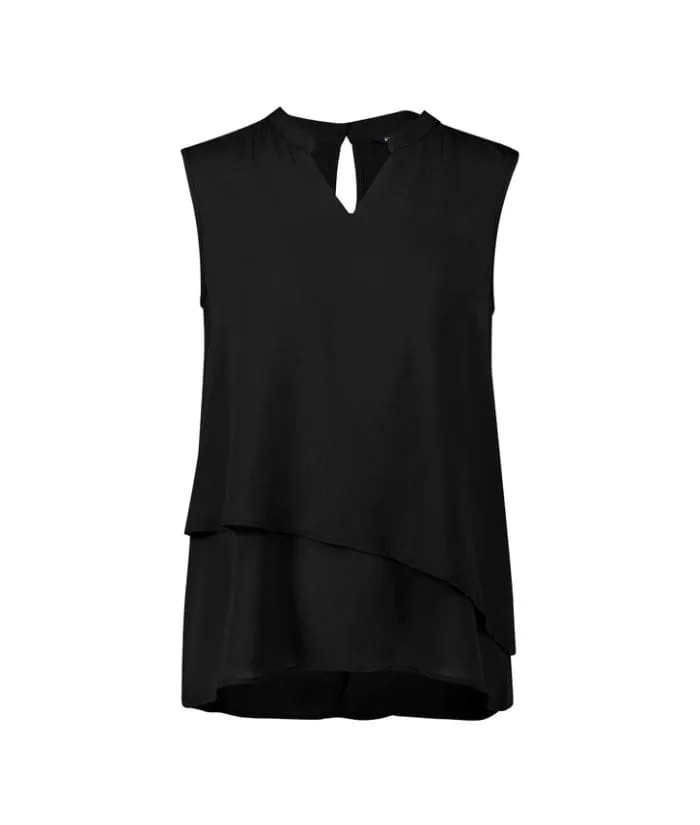 Seville Womens Sleeveless Layered Blouse