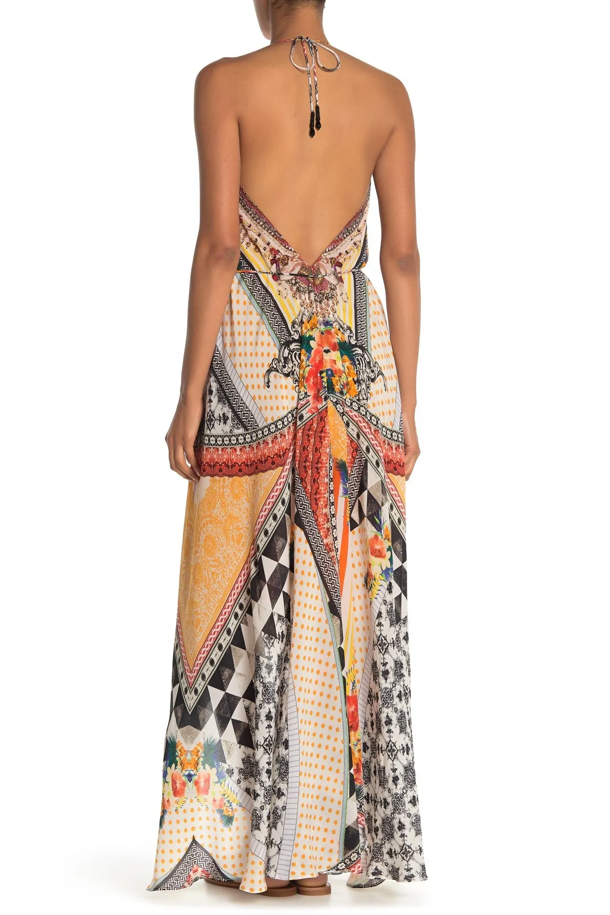 Signal Orange Flowy Maxi Dress