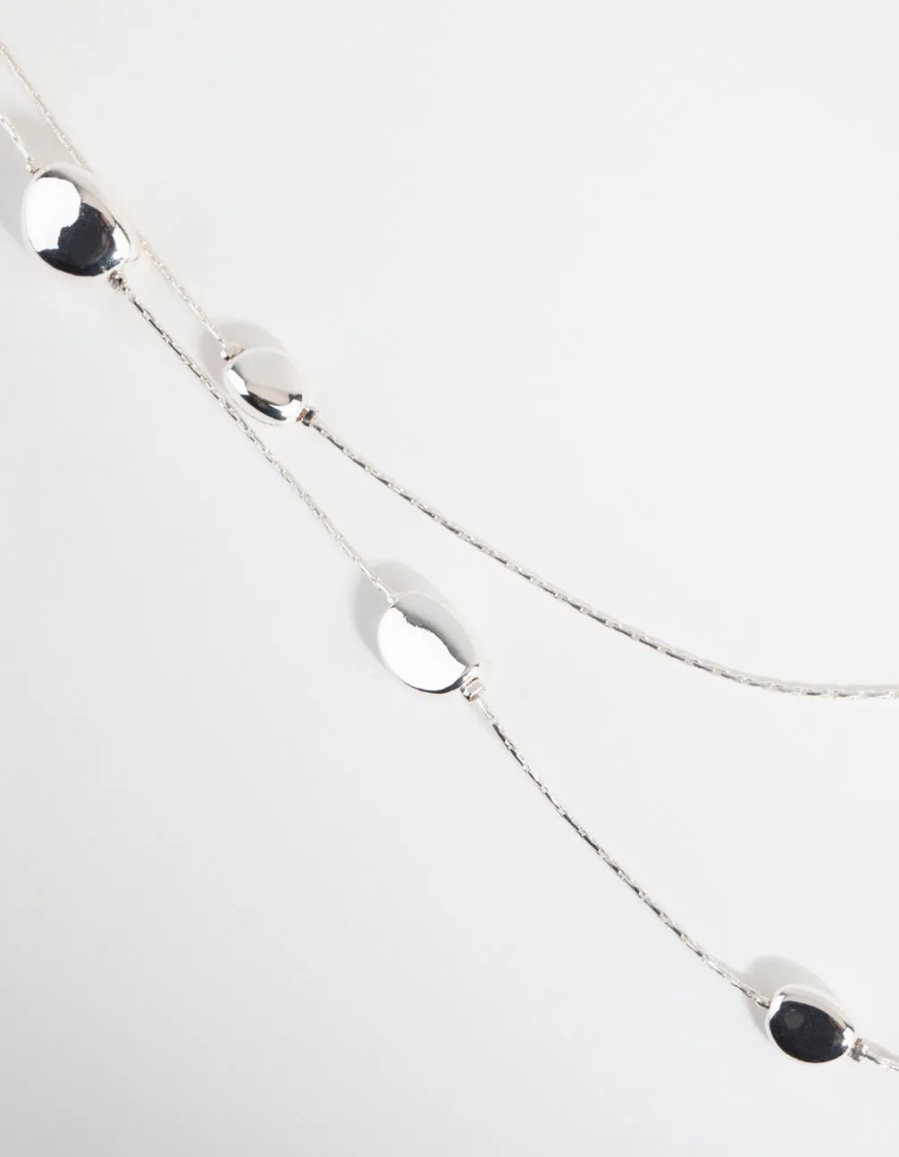 Silver Long Layered Station Necklace