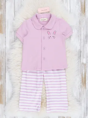 Spring Bunny Purple Striped Pajamas