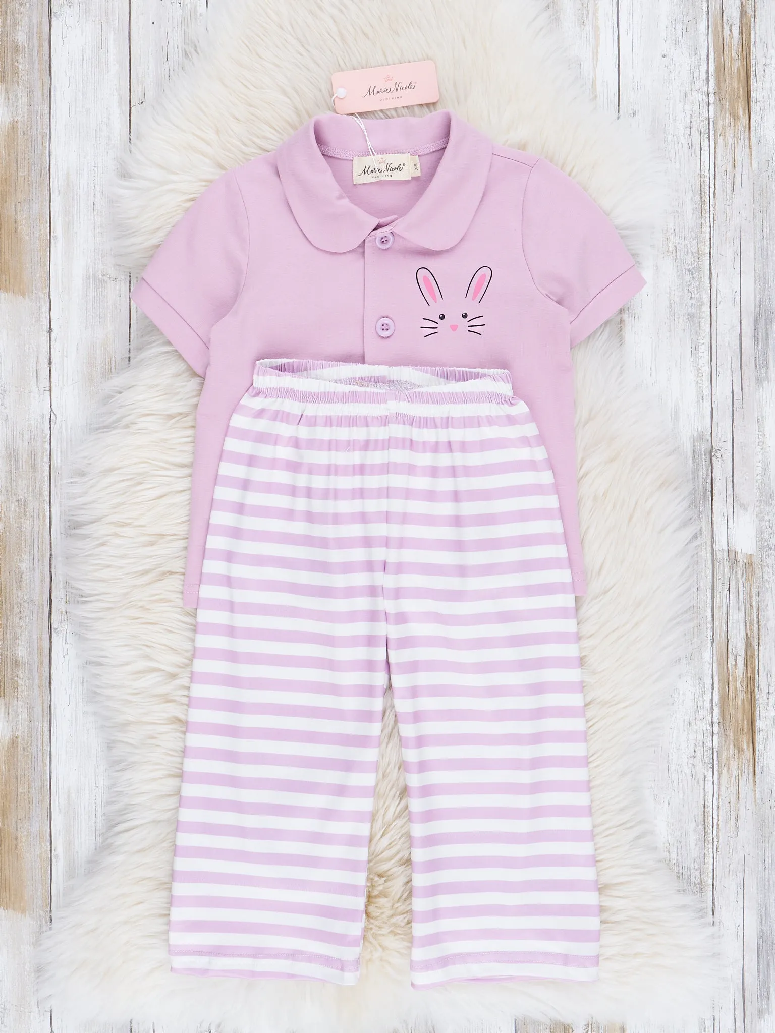 Spring Bunny Purple Striped Pajamas