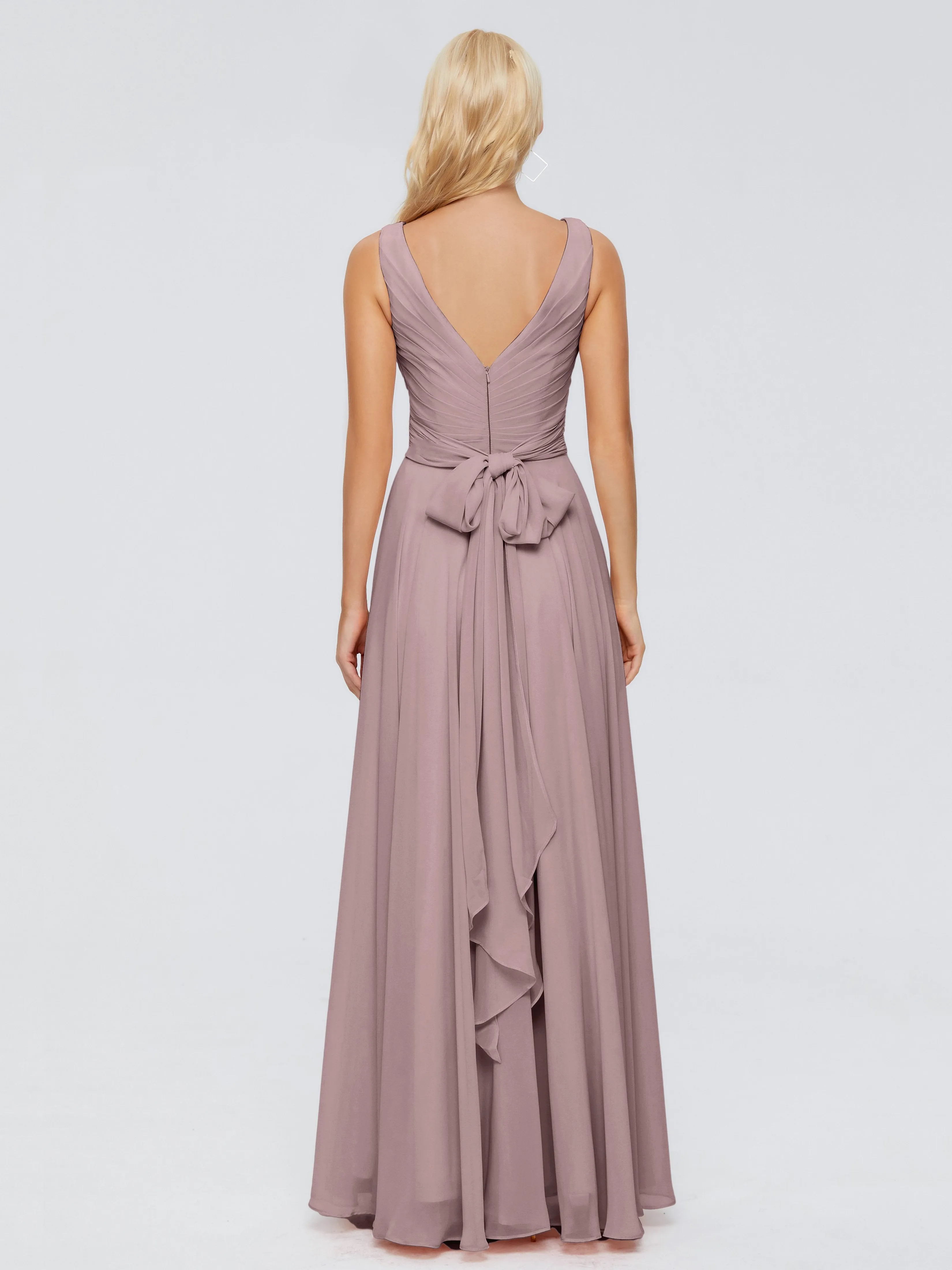 Vintage Mauve Junior Bridesmaid Dresses Ryleigh Flowy Chiffon Bridesmaid Dresses With Bow