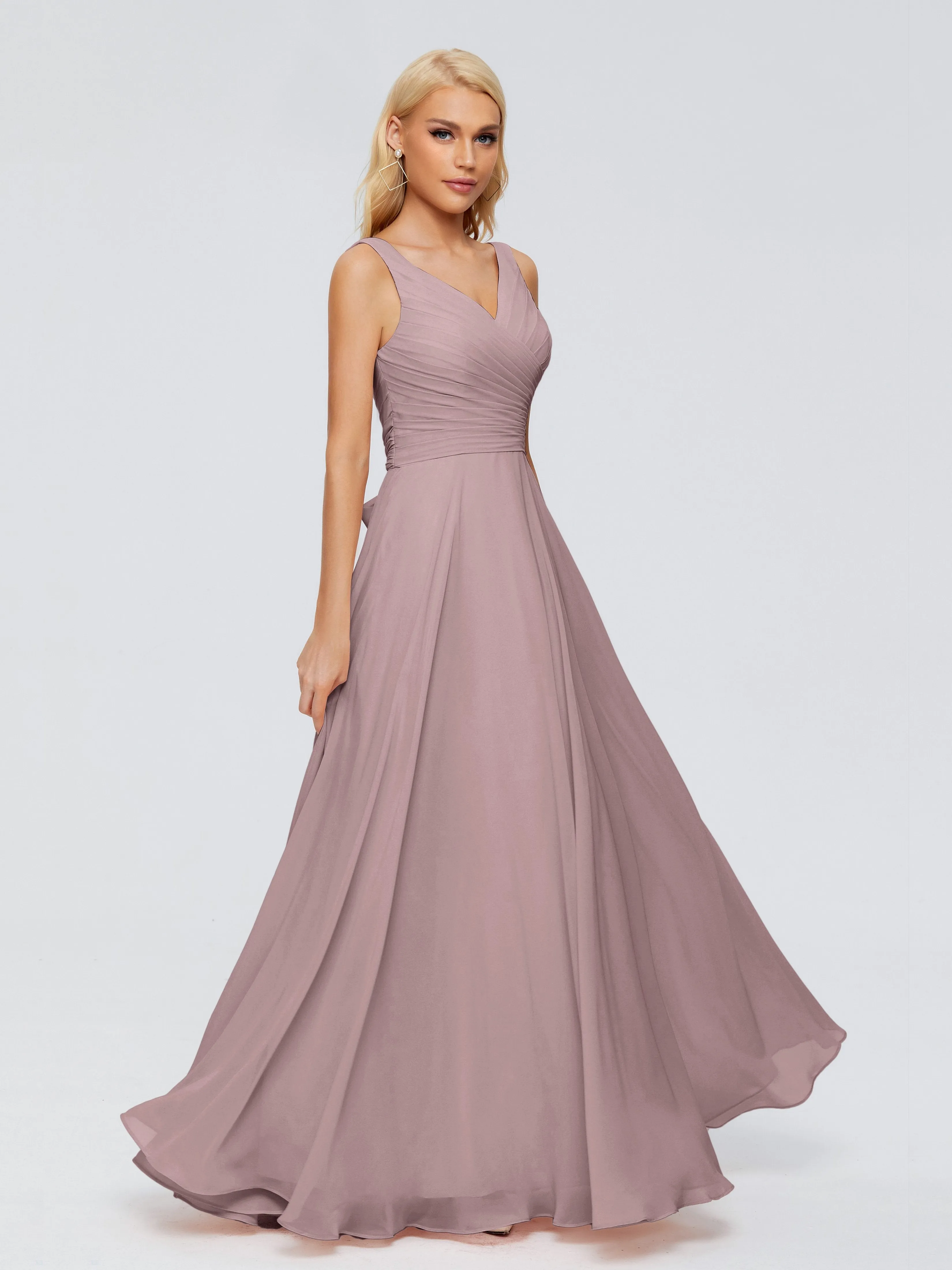 Vintage Mauve Junior Bridesmaid Dresses Ryleigh Flowy Chiffon Bridesmaid Dresses With Bow