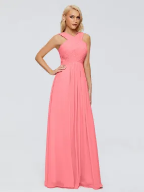 Watermelon Bridesmaid Dress Aliyah Charming A-Line Straps Chiffon Bridesmaid Dresses