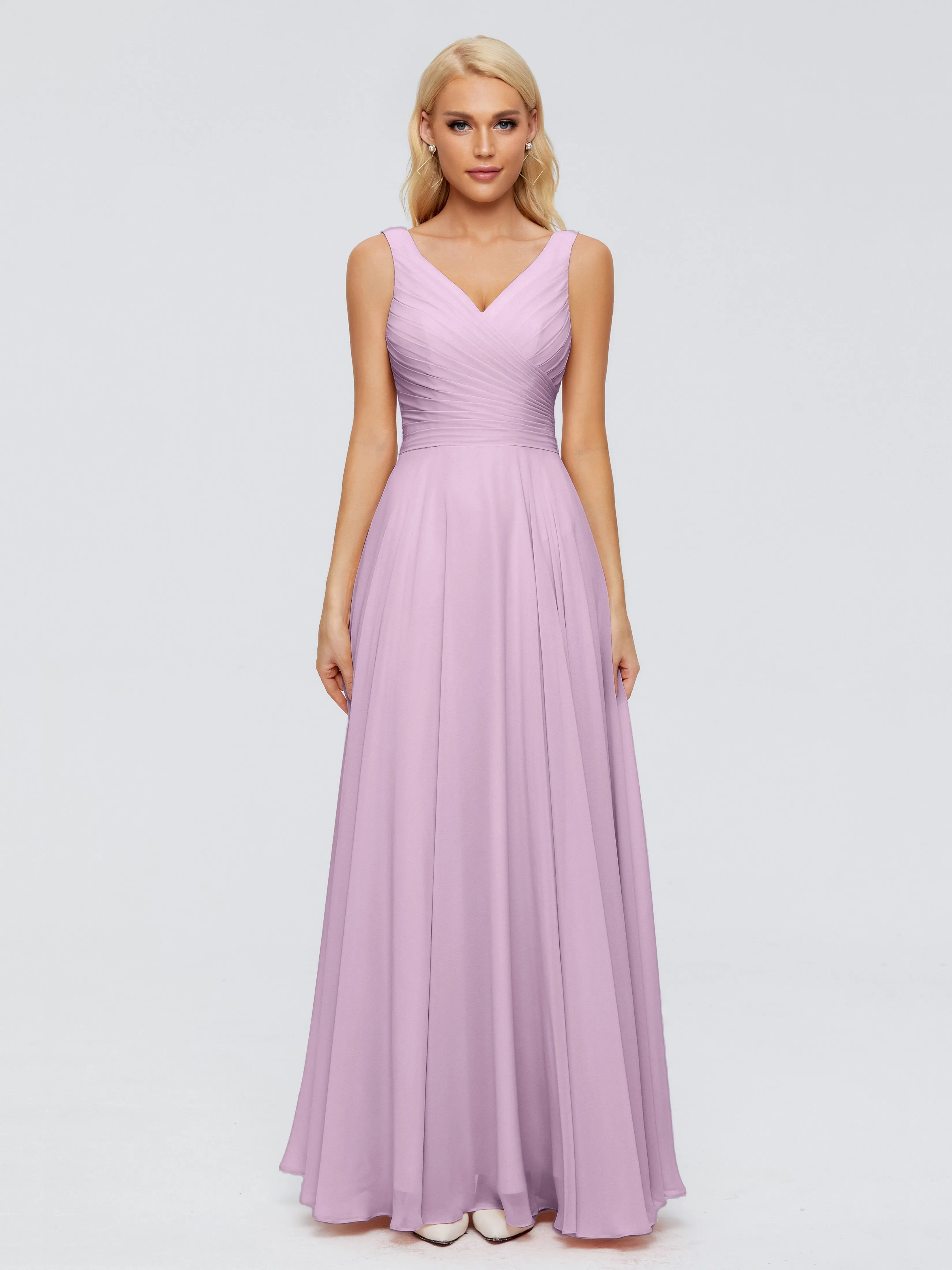 Wisteria Color Bridesmaid Dresses Ryleigh Flowy Chiffon Bridesmaid Dresses With Bow