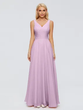 Wisteria Color Bridesmaid Dresses Ryleigh Flowy Chiffon Bridesmaid Dresses With Bow