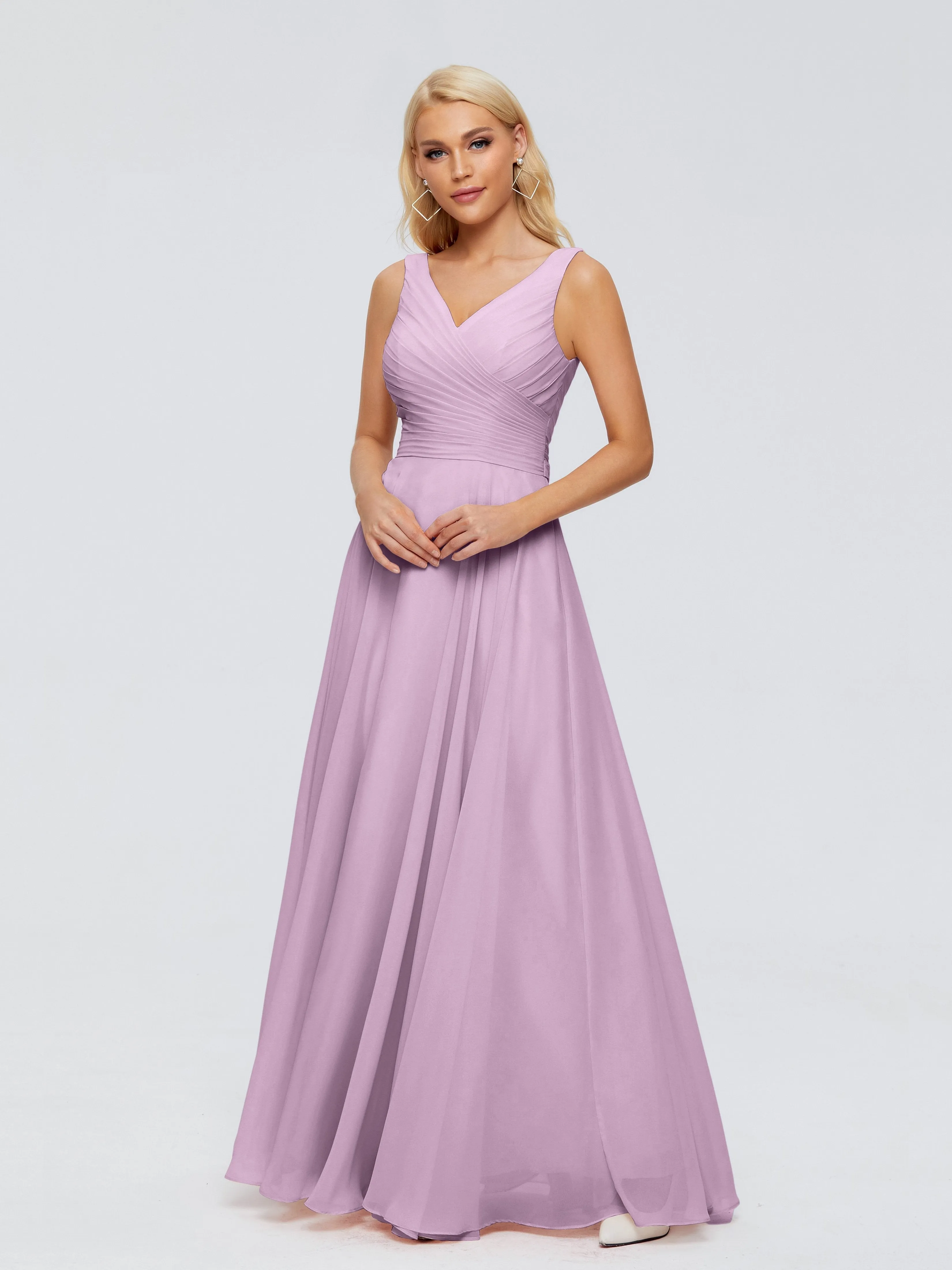 Wisteria Color Bridesmaid Dresses Ryleigh Flowy Chiffon Bridesmaid Dresses With Bow